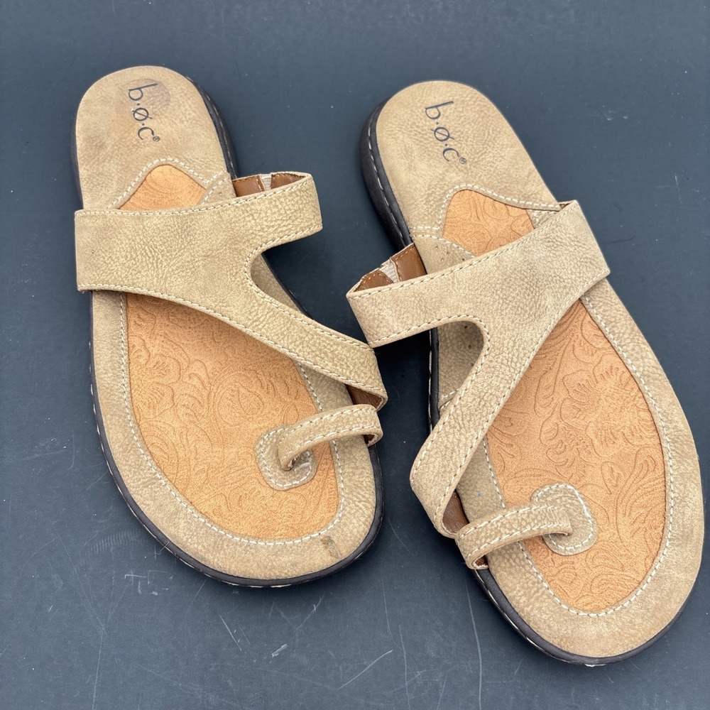 Born Boc Womens Flip Flops Sandals‎ Size  7M  Beige Open Toe Slip On